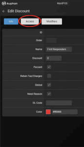 edit discount - access
