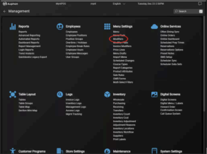 modifiers in menu setting