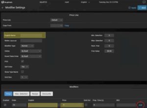 modifier edit screen
