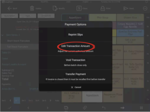 editing transaction amount