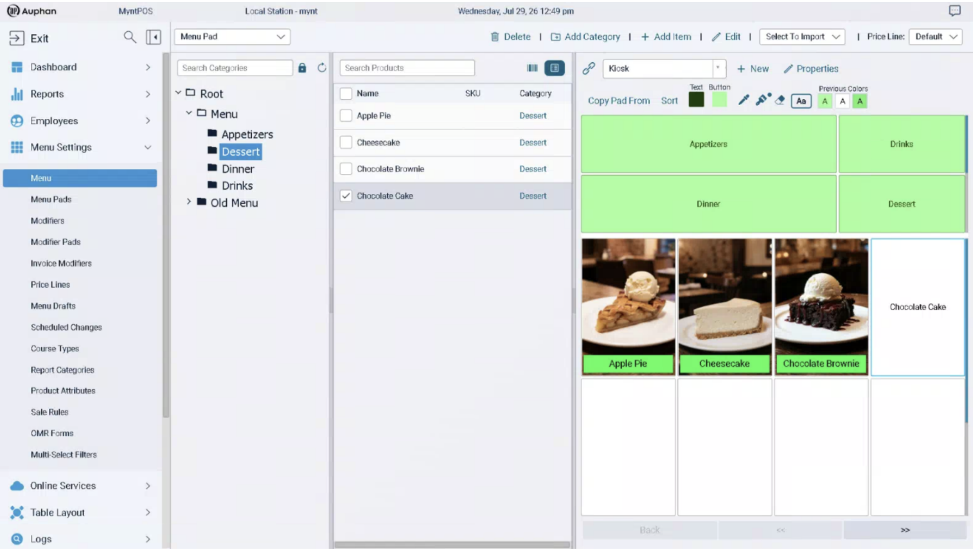 Mynt Management Kiosk settings tab