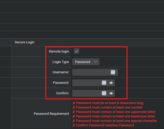 Mynt POS employee profile with Remote login and Password fields highlighted